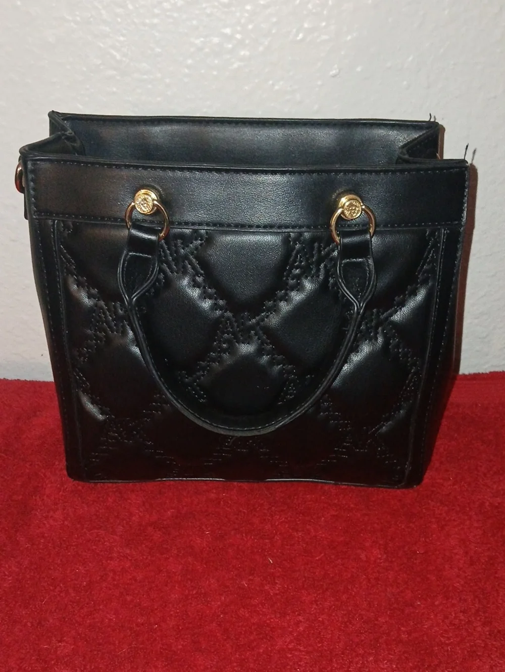 Anne Klein Black Quilted Satchel Bag